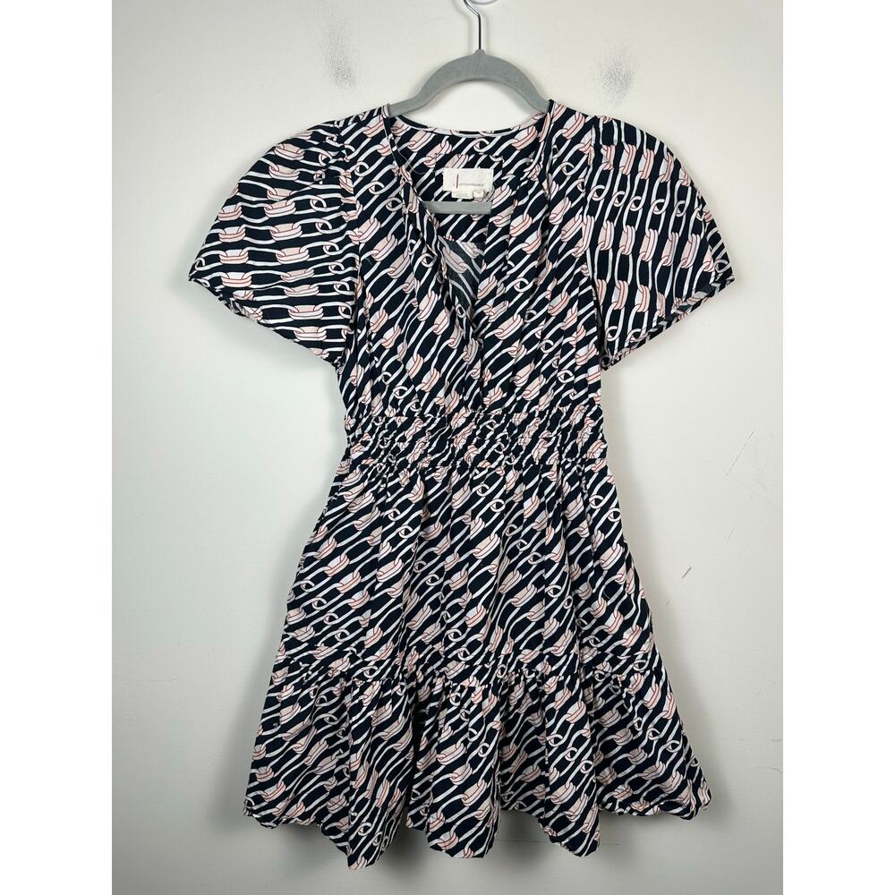 Anthropologie Somerset Mini Dress Women XS Blue Chain Print EUC Cotton Poplin